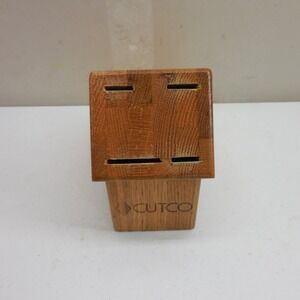 Cutco Oak Wood Knife Block 4 Slot Countertop Storage Made in USA